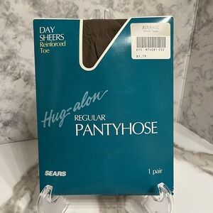 VTG Sears Hug-alon Regular Pantyhose SMOKY TAUPE Size:Average Reinforced Toe NOS